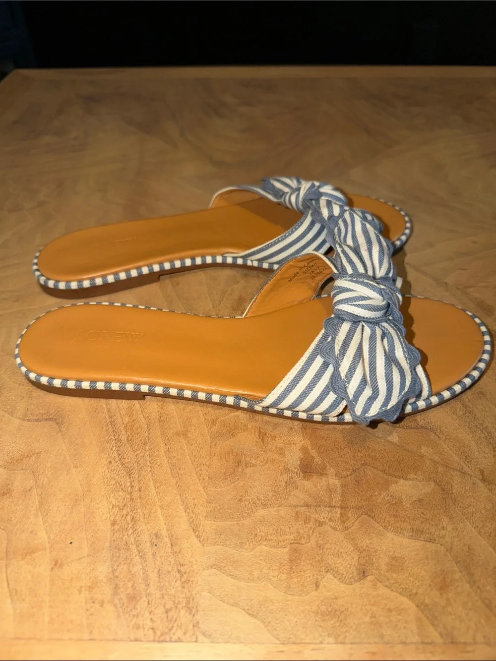 J.Crew Striped Knotted Slides Sandals Size 9